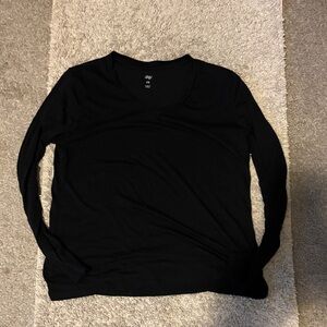 Dip Elegant Black Long Sleeve Top-vneck